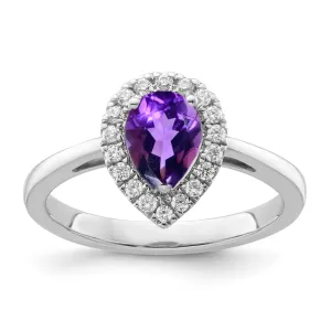 Amethyst Diamond Halo Ring