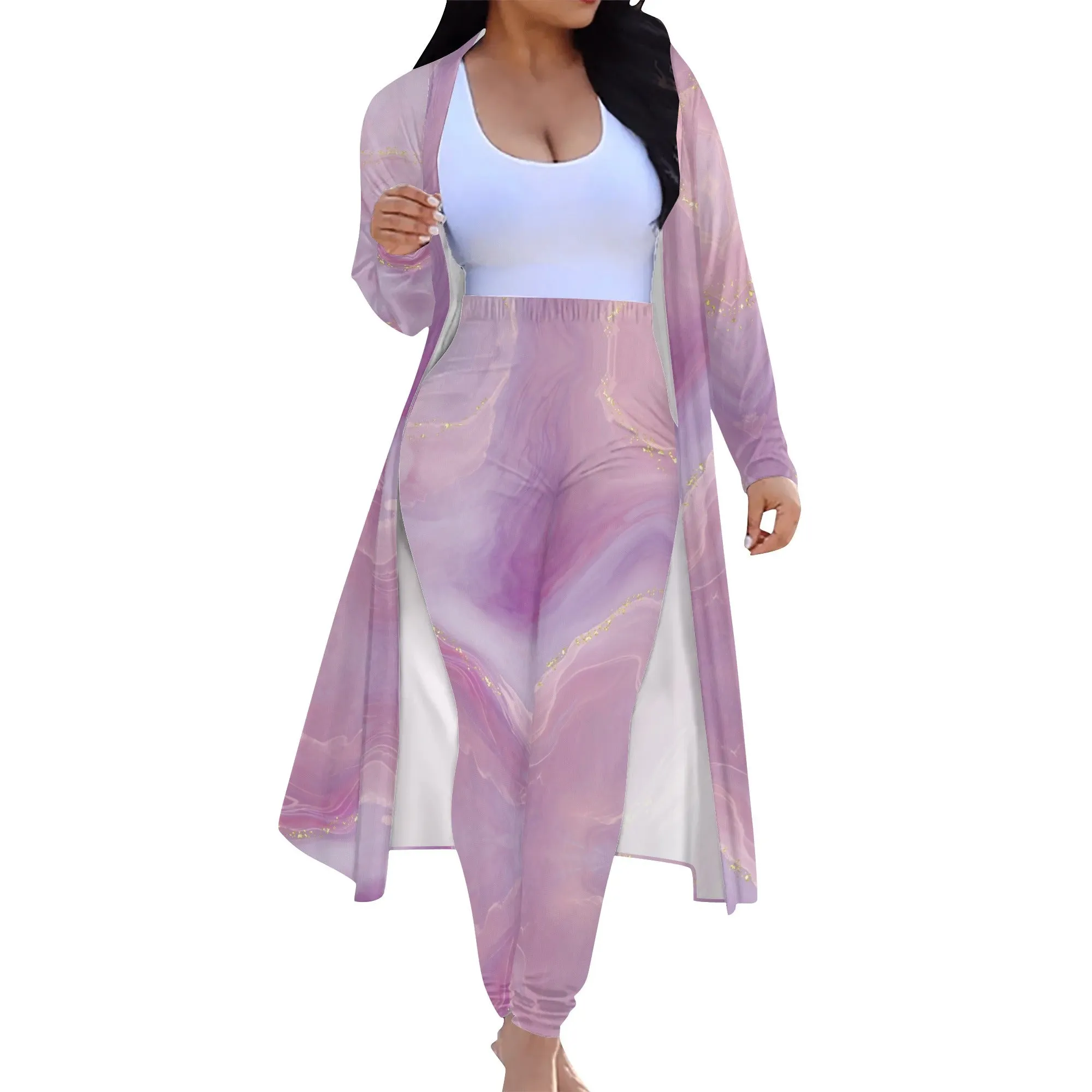 Amethyst Long Sleeve Cardigan and Leggings Set