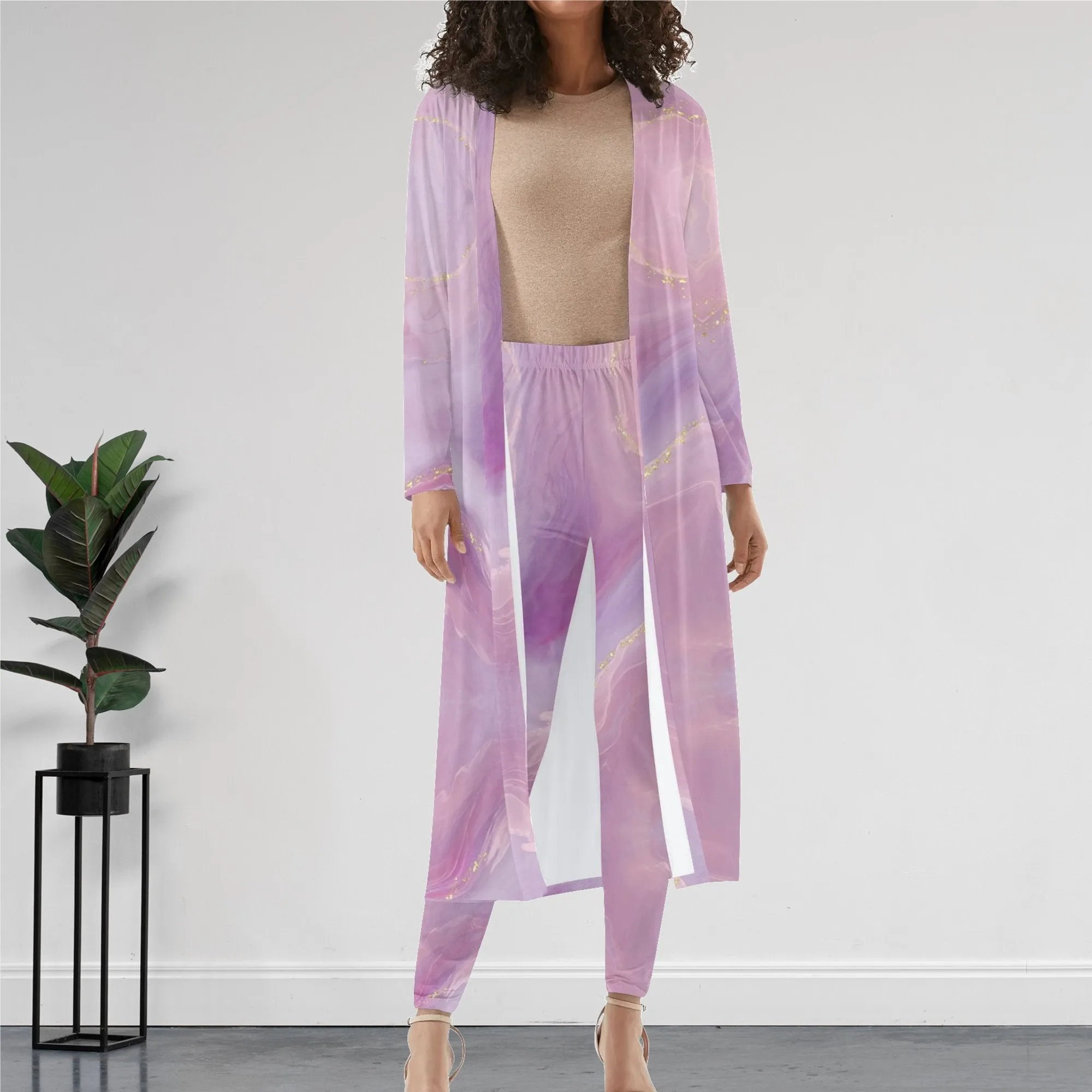 Amethyst Long Sleeve Cardigan and Leggings Set