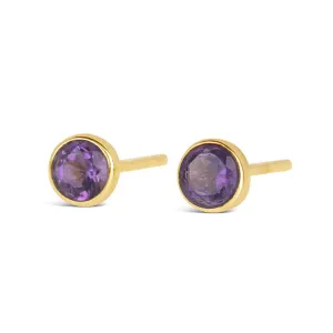 Amethyst Mini Stud Earrings | Gold | February