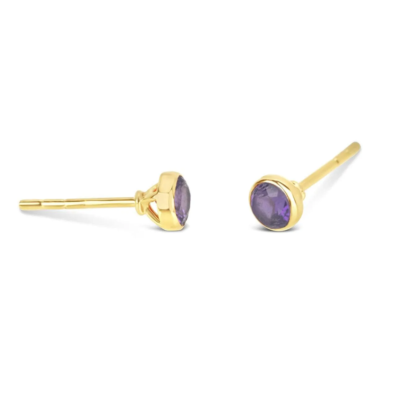 Amethyst Mini Stud Earrings | Gold | February