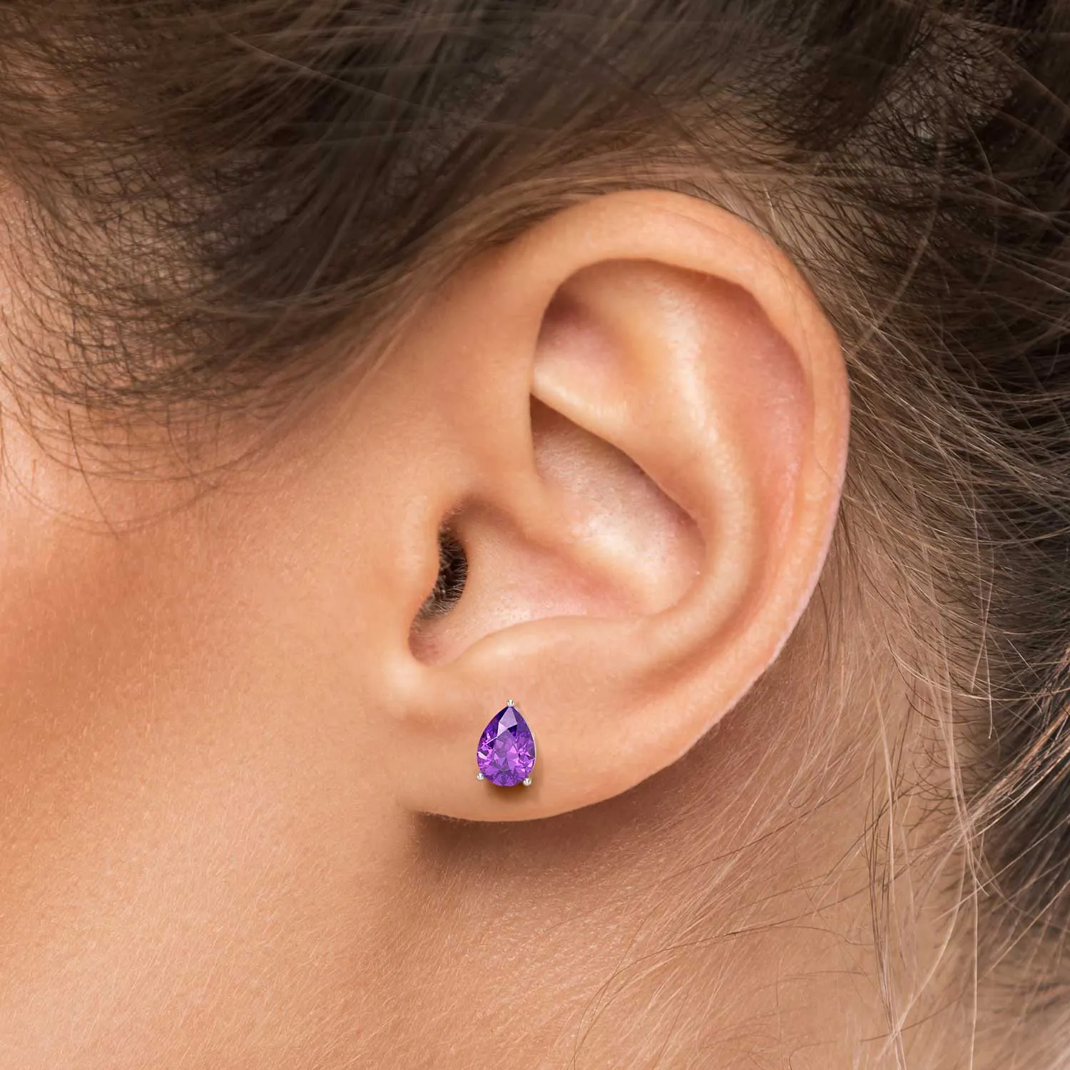 Amethyst Pear Cut Stud Earrings in Sterling Silver - Irosk Australia ®