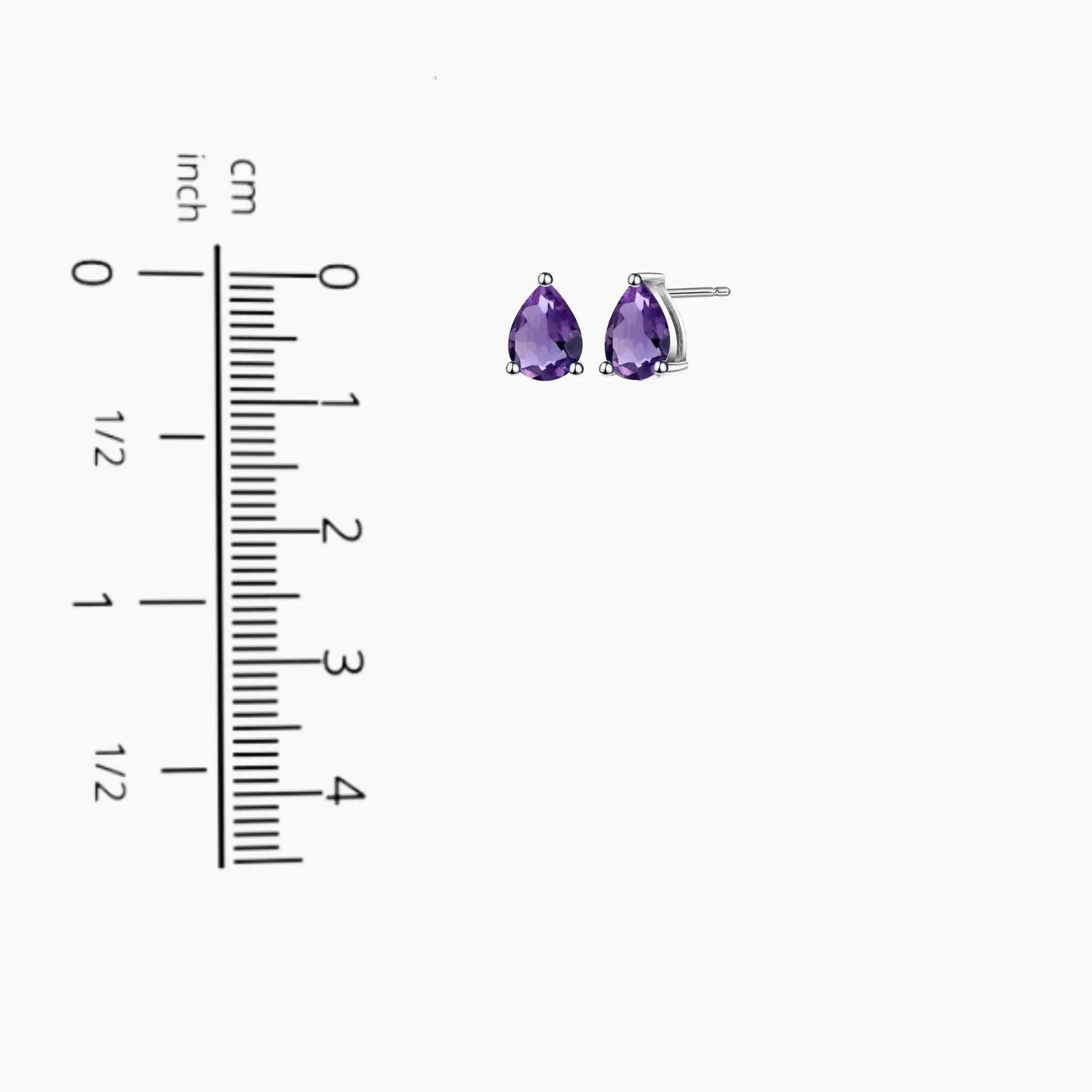 Amethyst Pear Cut Stud Earrings in Sterling Silver - Irosk Australia ®