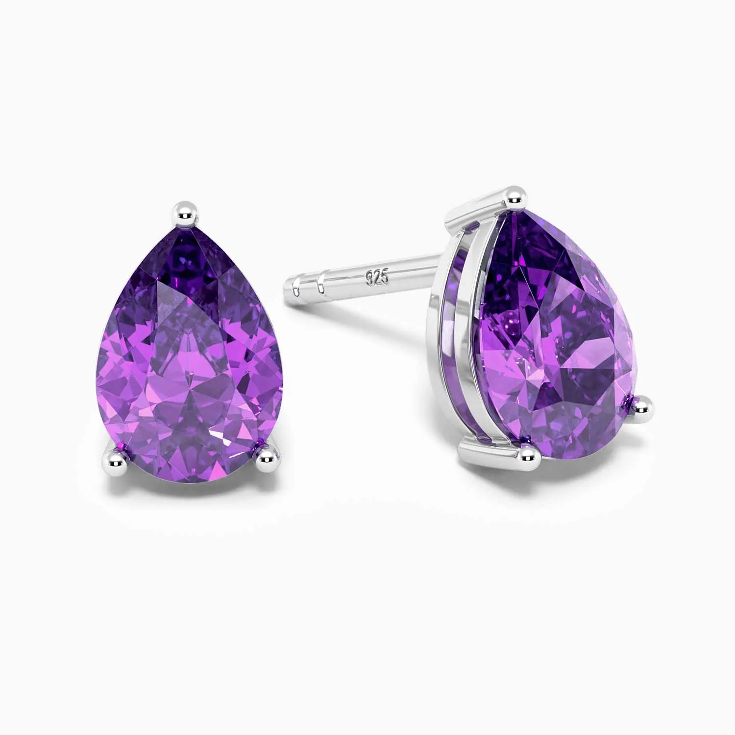 Amethyst Pear Cut Stud Earrings in Sterling Silver - Irosk Australia ®