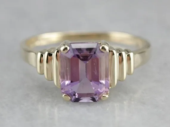 Amethyst Solitaire Ring in Yellow Gold