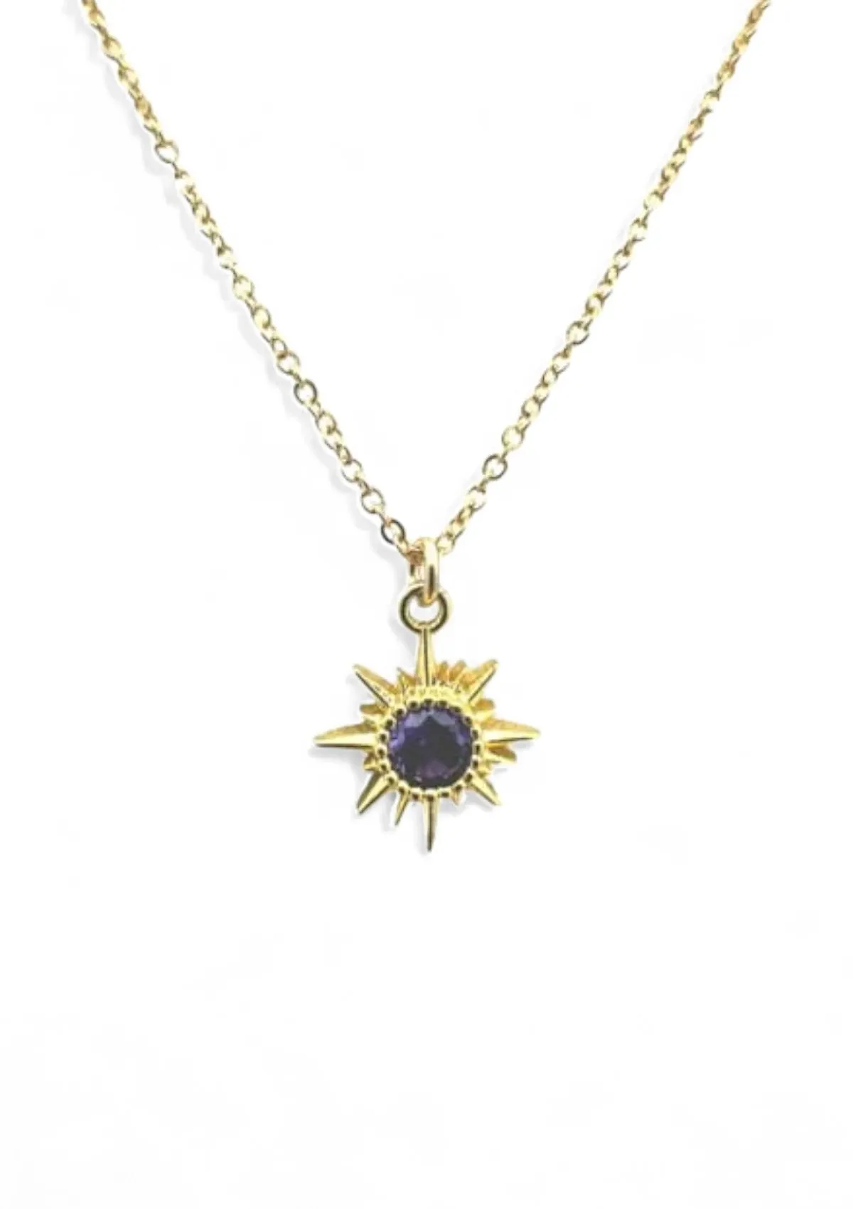 Amethyst Starburst Charm Necklace