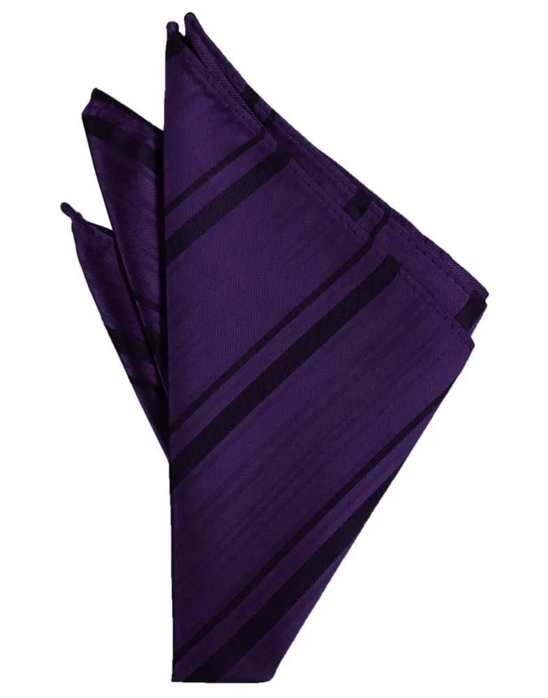 Amethyst Striped Satin Pocket Square