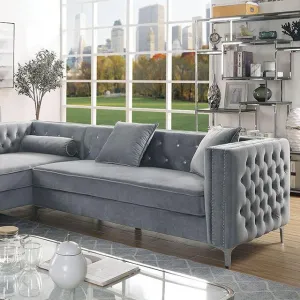 Amie Glam Gray Sectional w/Storage