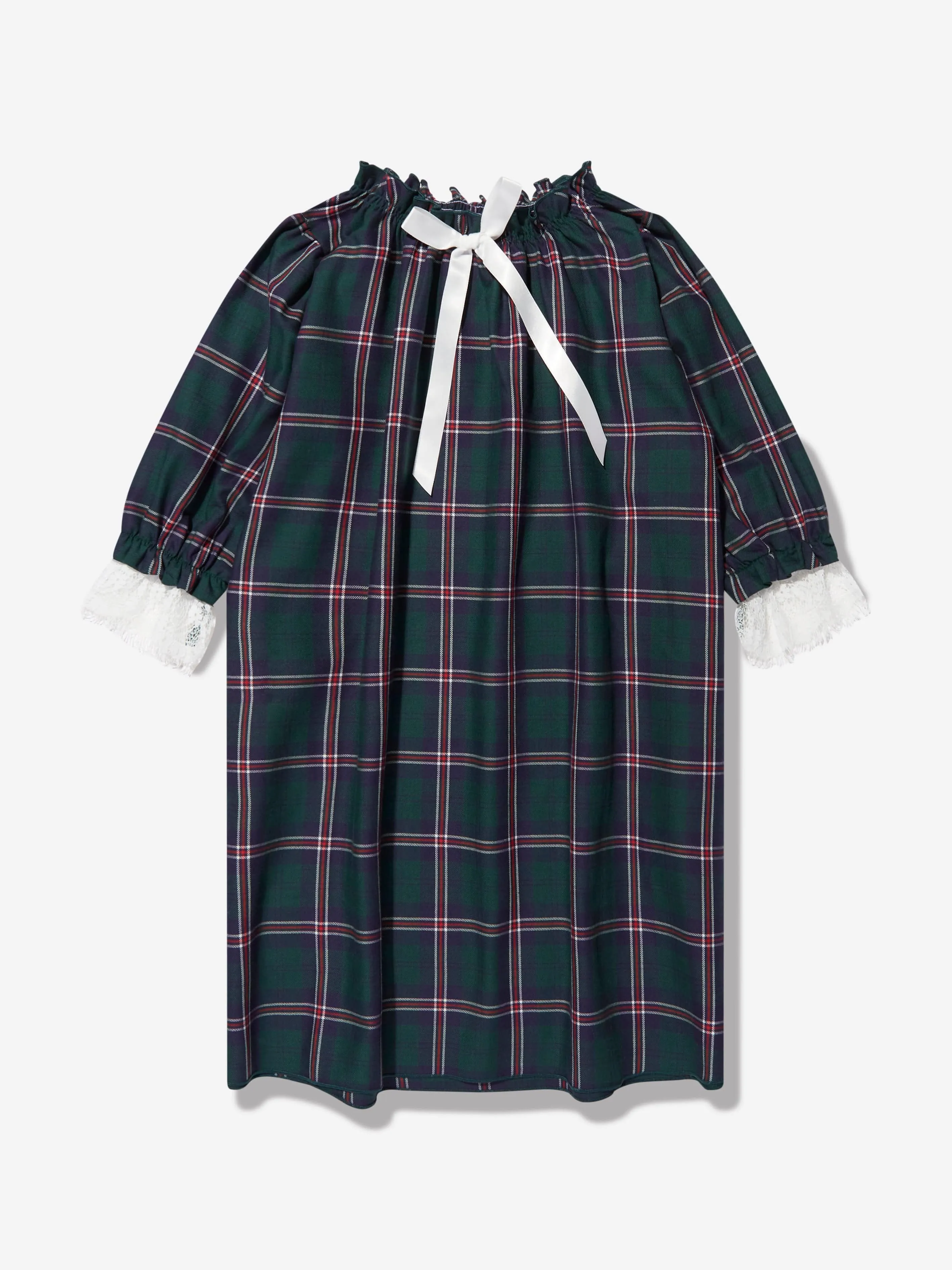 Amiki Children Girls Julia Checked Nightdress in Green