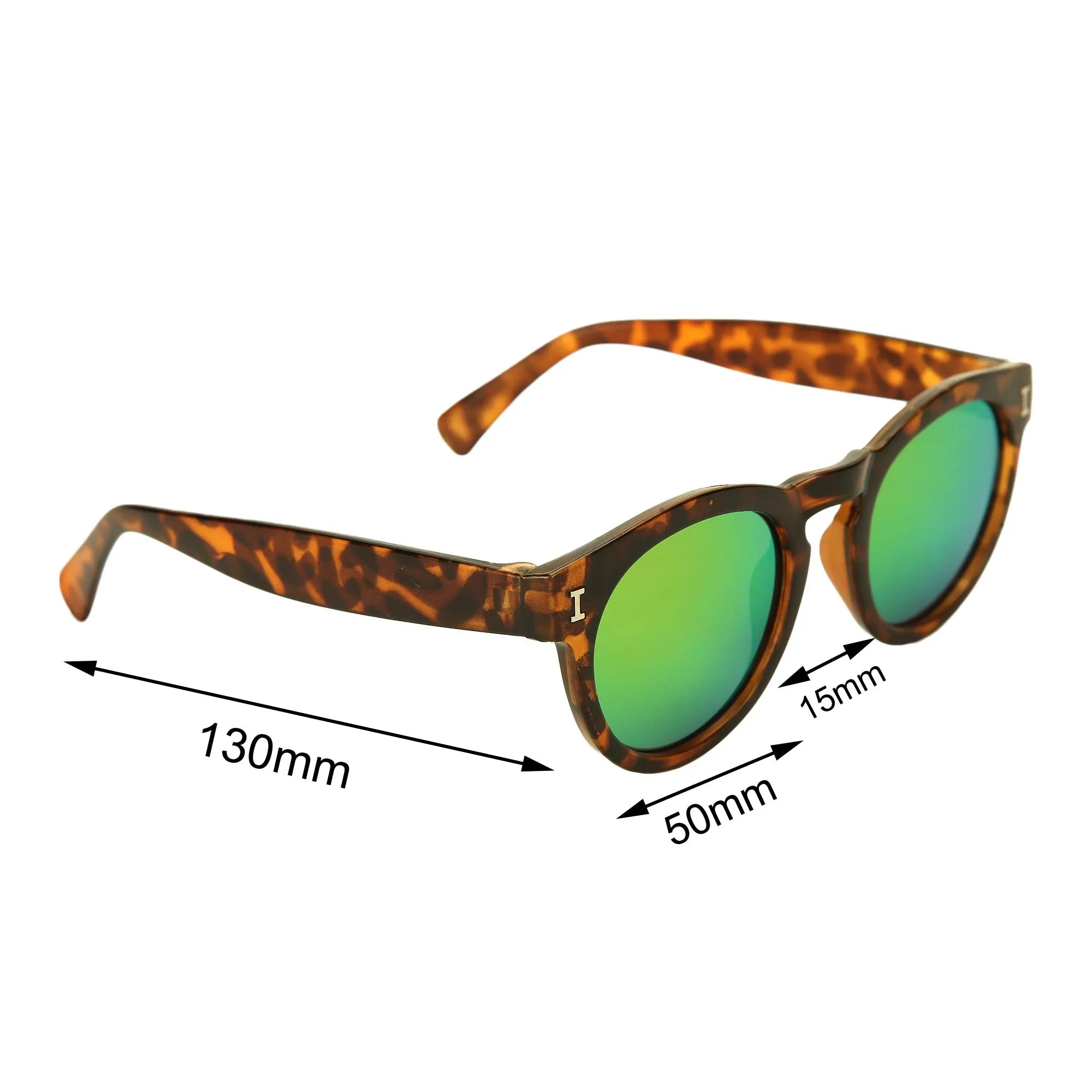 Amour Brown Full Framed Medium Sized with Yellow and Green Mirrored Lens Round Unisex Kid's Sunglasses (5-8 Years)