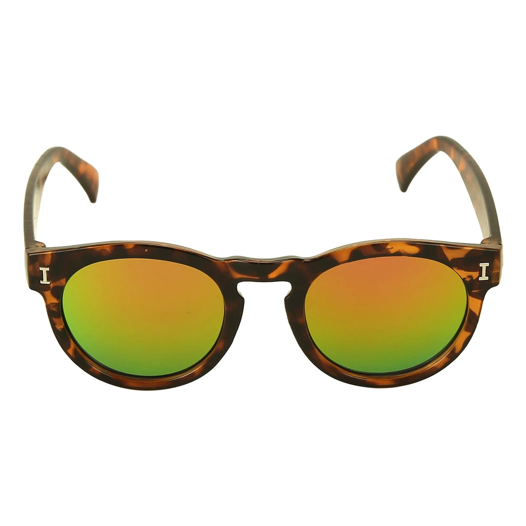 Amour Brown Full Framed Medium Sized with Yellow and Green Mirrored Lens Round Unisex Kid's Sunglasses (5-8 Years)