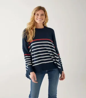 Amour Scarlet & Navy Striped Sweater by Mer Sea