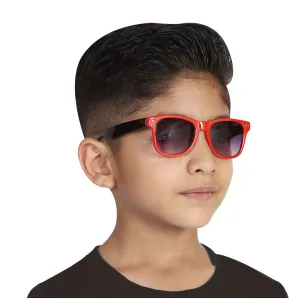 Amour Unisex Black & Red Full Frame Sunglasses with Black Lens with Case (5 to 8 Years) - Pack of 1