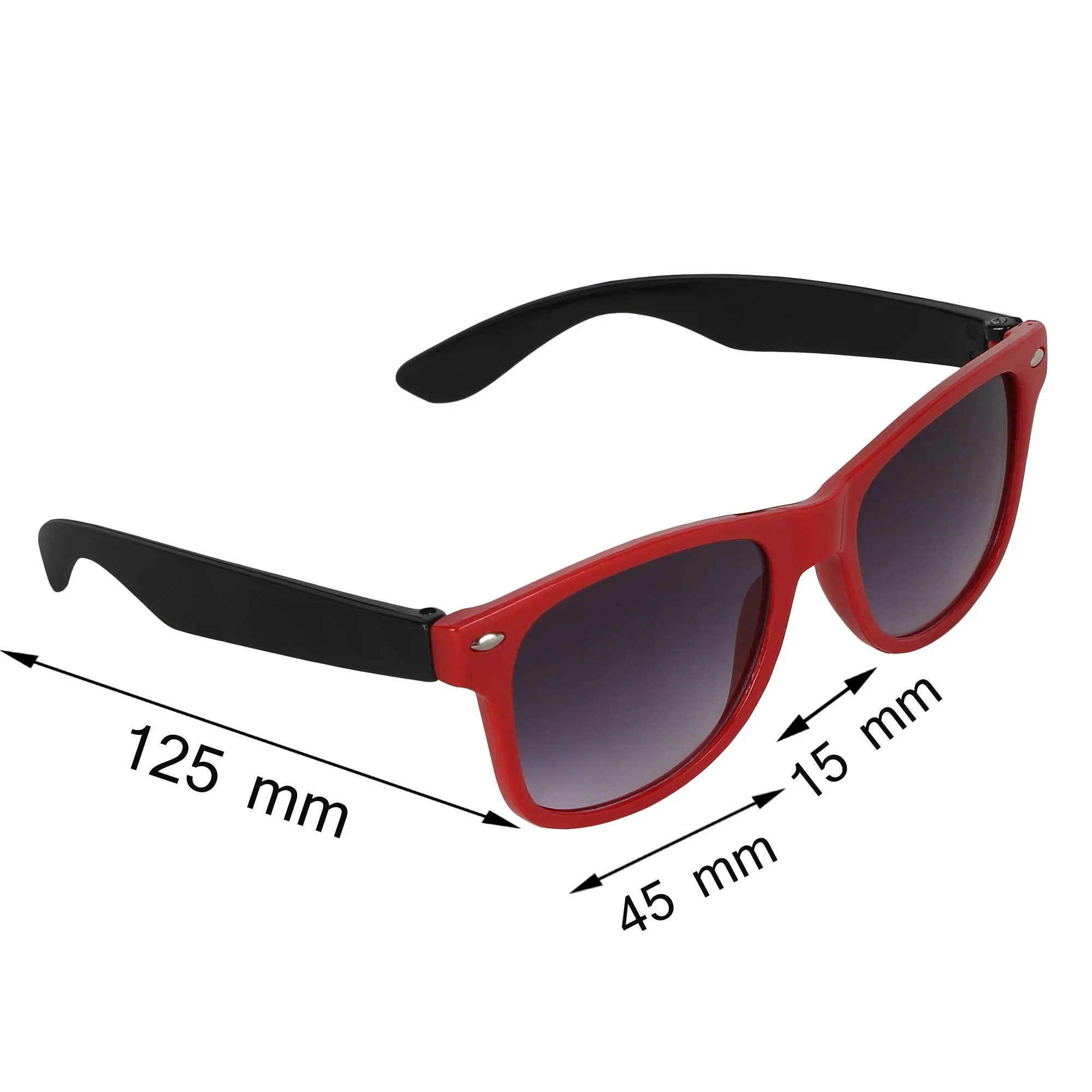 Amour Unisex Black & Red Full Frame Sunglasses with Black Lens with Case (5 to 8 Years) - Pack of 1