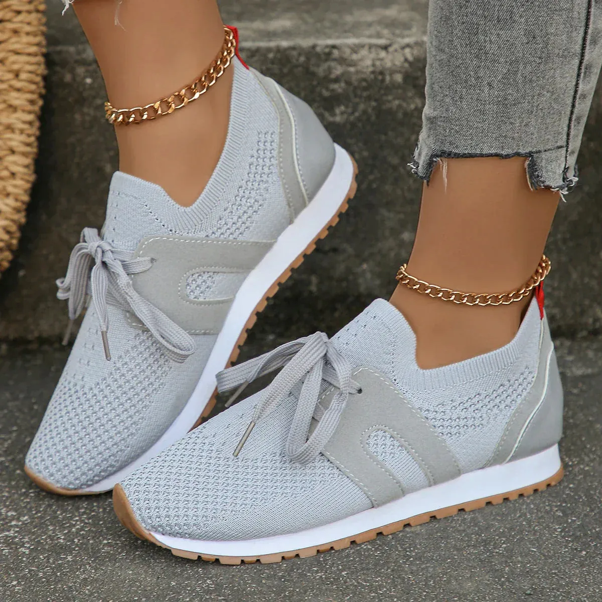 AMOZAE- -  Breathable Knitting Flat Sneakers