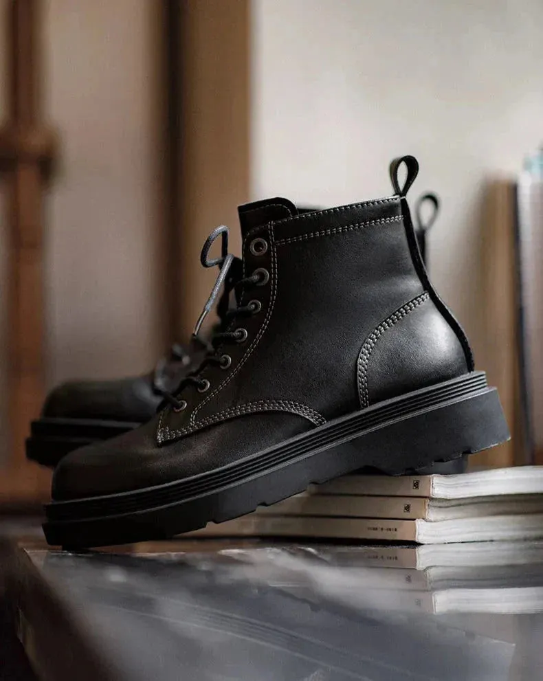 Amozae- Contrast Stitch Military Boots