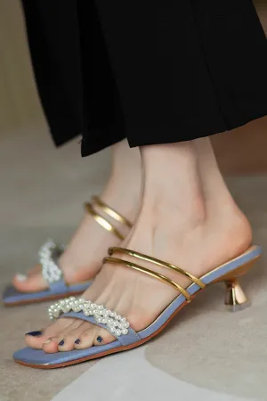 Amozae-Gentle Pearl Mid-heel Sandals