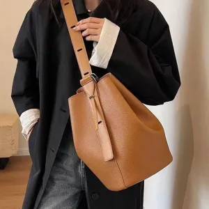 Amozae- Large Bag 2024 Luxury Design Shoulder Bag Solid Tote Bag Bucket Ins Fashion Ladies Female Bag Winter