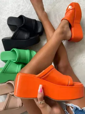 Amozae-Platform Heel Wedges Slide Sandals