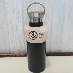 &Again 500ml Black Double Walled Water Bottle