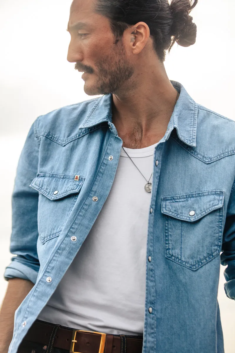 &SONS Boone Washed Denim Blue Shirt