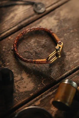 &SONS Leather Twist Braid Bracelet Brown