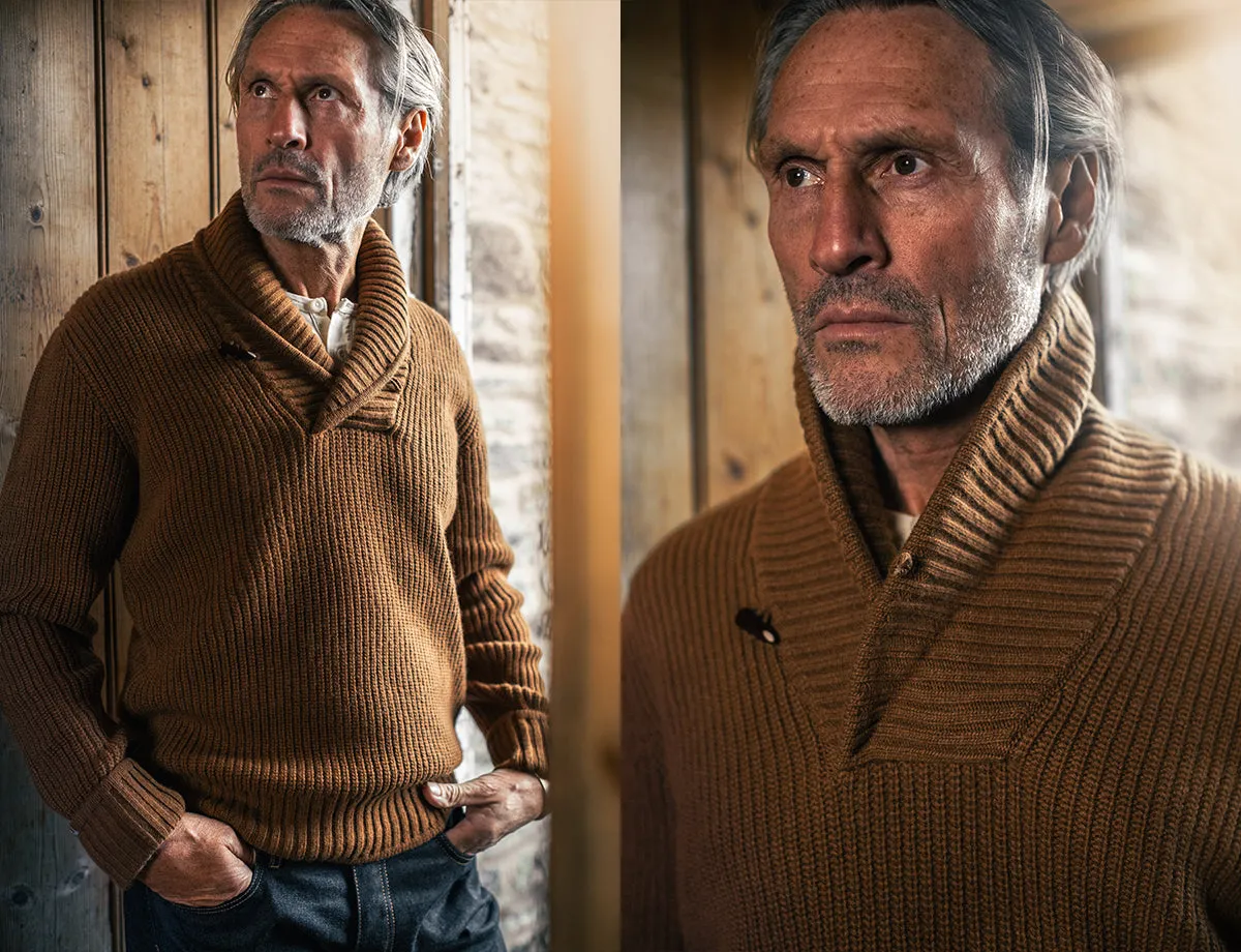 &SONS Port Shawl Collar Jumper Dune