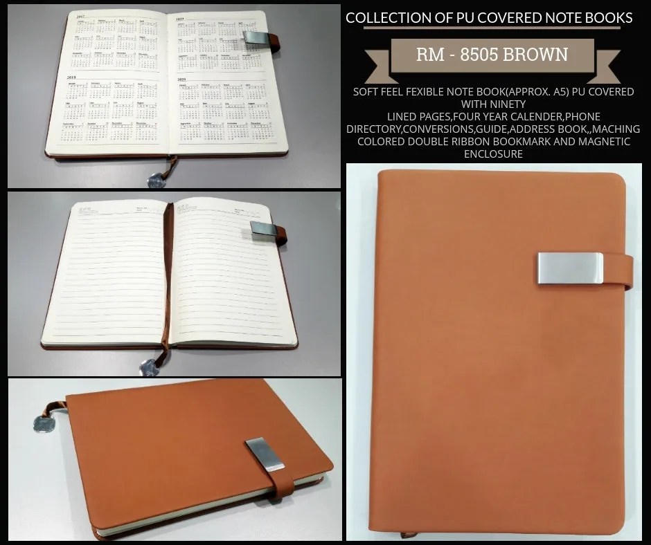 AMS-RM-8505 - BROWN - A5 size - Soft touch Notebooks