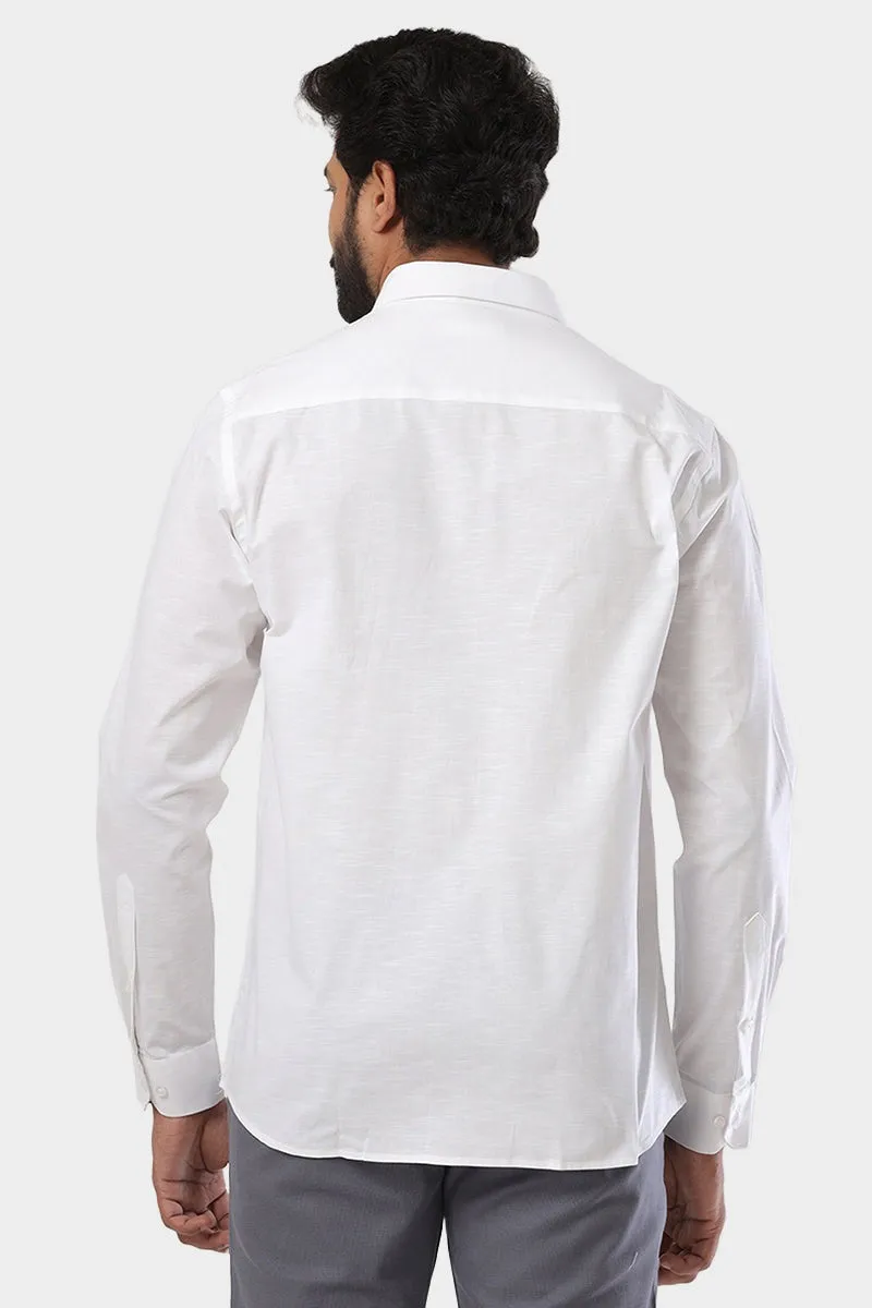 Amsler - 100% Cotton Slub Formal White Shirt For Men | Uathayam