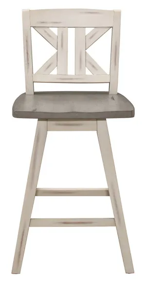 Amsonia 2 White/Distressed Gray Wood Bar Chairs