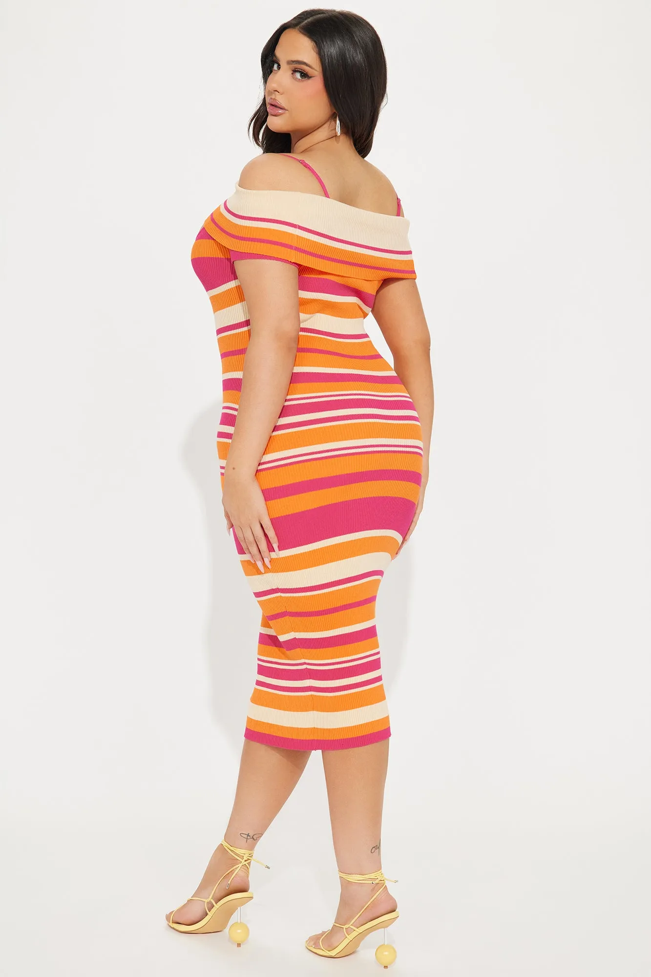 Amy Sweater Midi Dress - Orange/combo