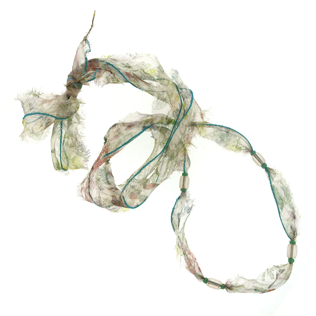 An Oyster Wildflowers Liberty Print Silk Chiffon Multi-tie Necklace