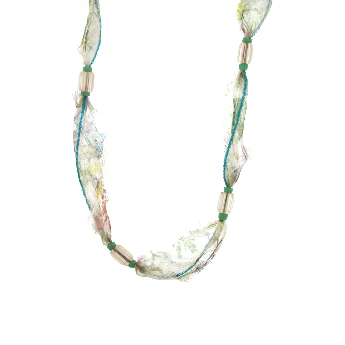 An Oyster Wildflowers Liberty Print Silk Chiffon Multi-tie Necklace