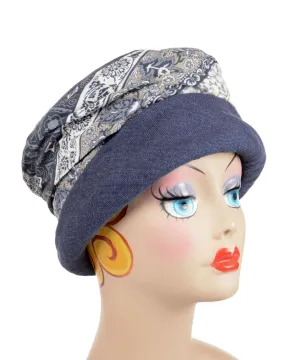 Ana Cloche Hat Style - Linen in Denim with English Tea