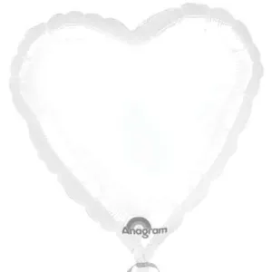 Anagram - 18" Metallic White Heart Mylar Balloon #337