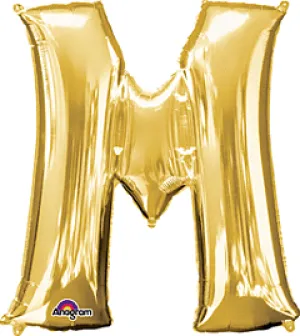 Anagram - 34" Letter 'M' Mylar Balloon - Gold