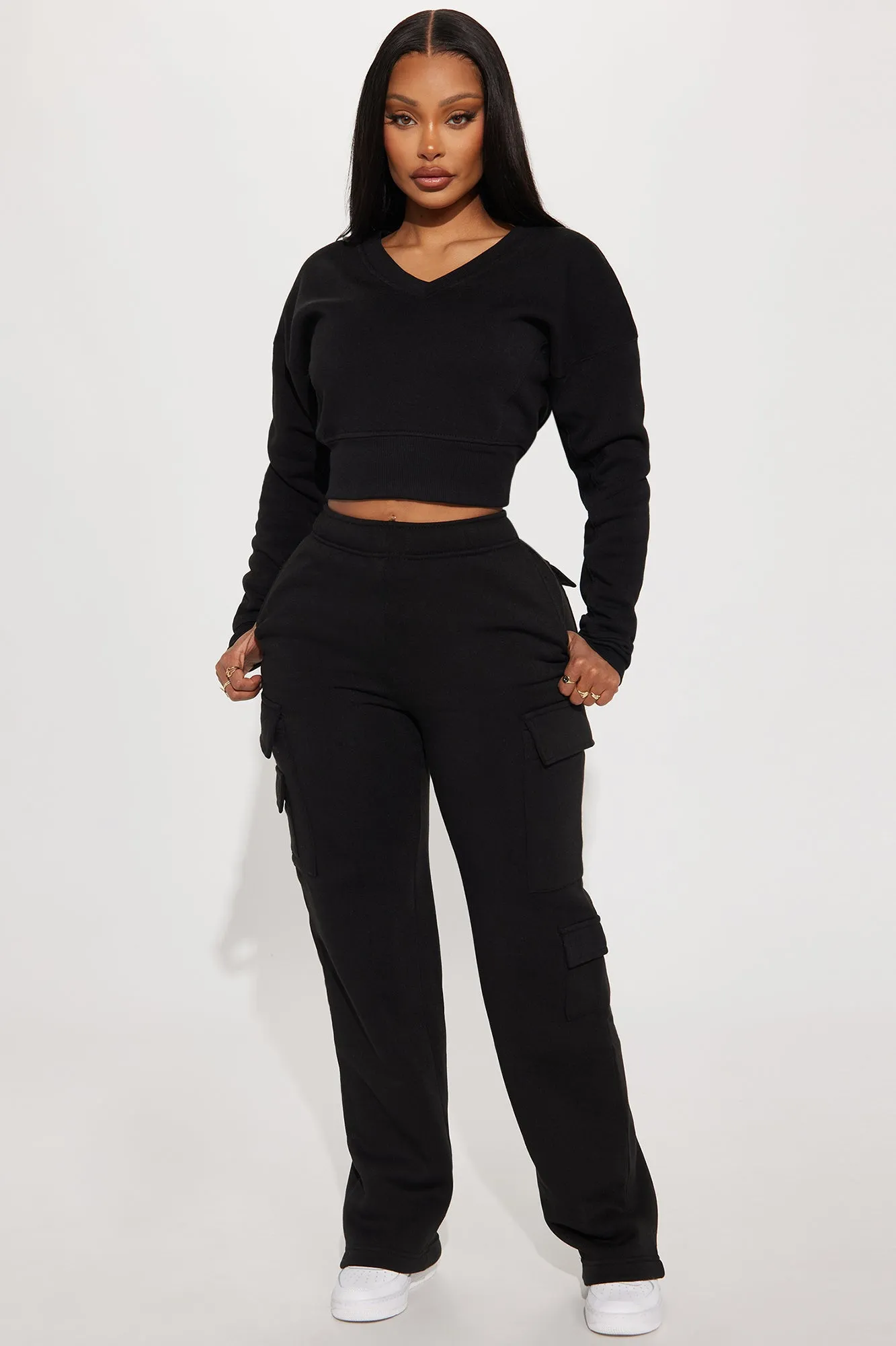 Anais Wide Leg Lounge Pant - Black