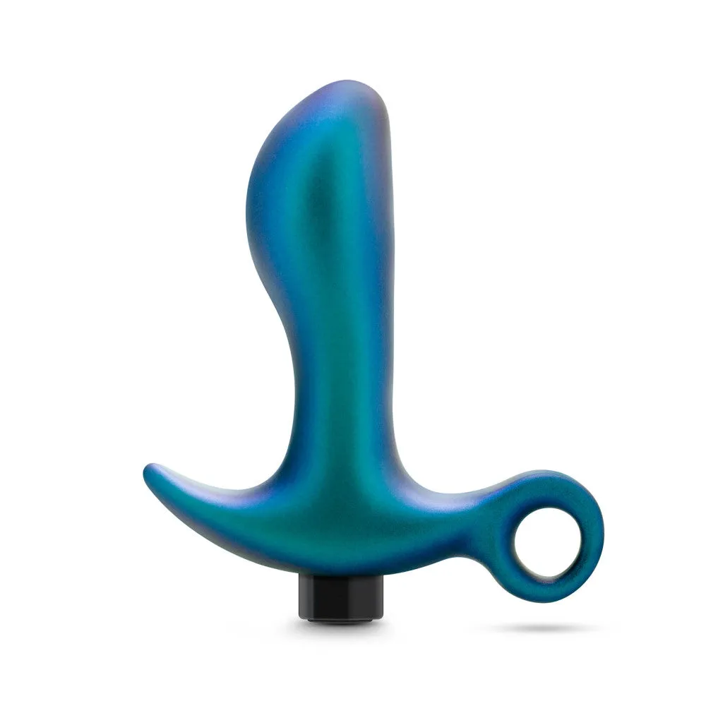 Anal Adventures Matrix By Blush® | Teleportation Plug: Curved For Prostate Massaging With Finger Loop in Lunar Blue | With Stayput™ Technology & AnchorTech™ Base