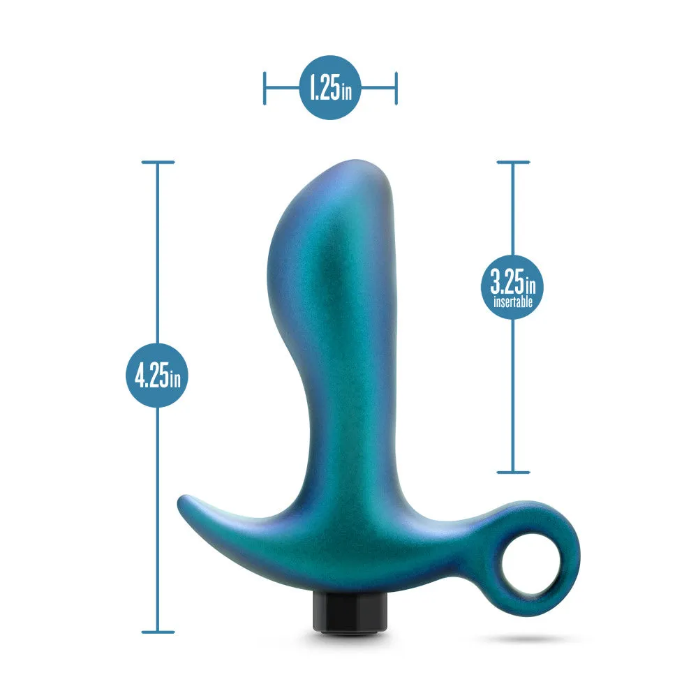 Anal Adventures Matrix By Blush® | Teleportation Plug: Curved For Prostate Massaging With Finger Loop in Lunar Blue | With Stayput™ Technology & AnchorTech™ Base