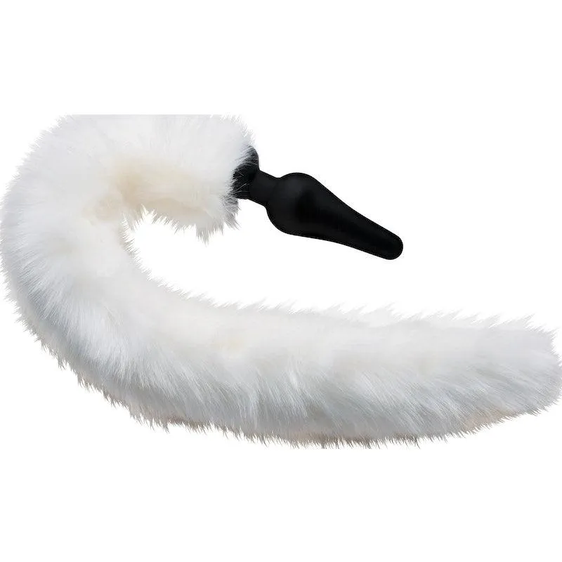 Anal Plug and Ears Set White Fox Tail