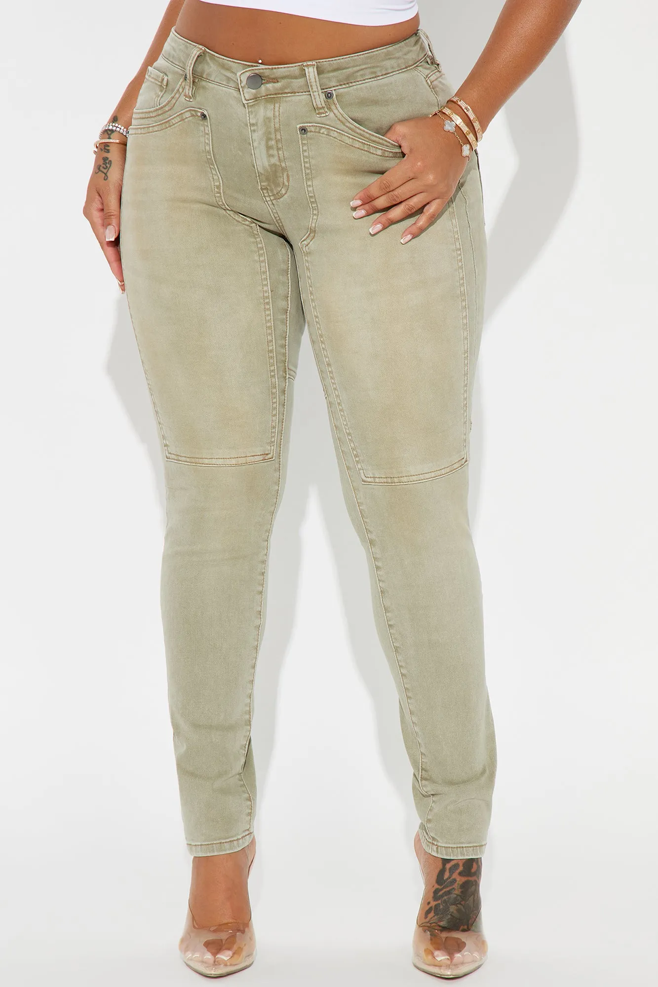 Anastasia Tinted Skinny Pant - Sage