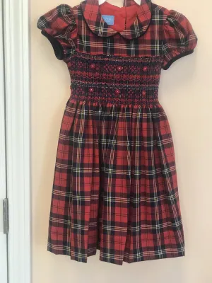 Anavini Infant to Youth Girls Red Plaid Embroidered Dress