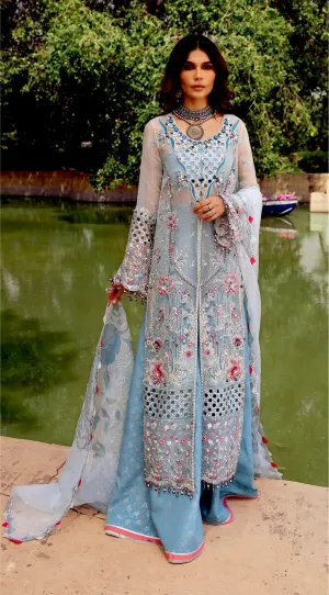 Anaya by Kiran Chaudhry · Hand Embellished & Embroidered Chiffon Collection – Aqua