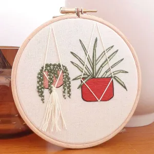 Anchor Embroidery Macrame Hanging Plants Embroidered Design