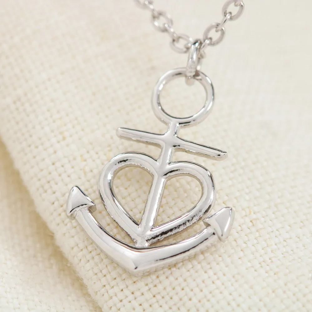 Anchor Heart Necklace With Mom To Daughter Beautiful "I Love You" Message Card