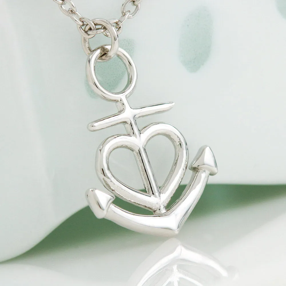 Anchor Heart Necklace With Mom To Daughter Beautiful "I Love You" Message Card