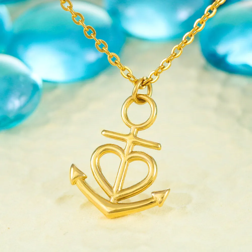 Anchor Heart Necklace With Mom To Daughter Beautiful "I Love You" Message Card