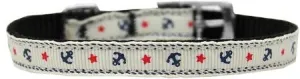 Anchors Nylon Dog Collar with classic buckle 3-8" White Size 10