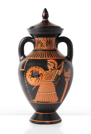 Ancient Greek Red-Figure Panathenaic Amphora Vase with Athena