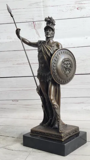 ANCIENT TIMES ROMAN LEGION SOLDIER JAVELIN SHIELD Sculpture Statue PURE Bronze